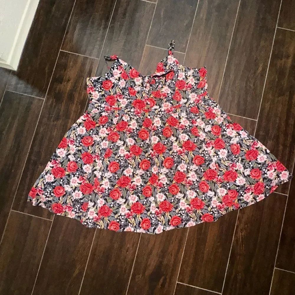 TORRID Red floral cutout swing midi dress.